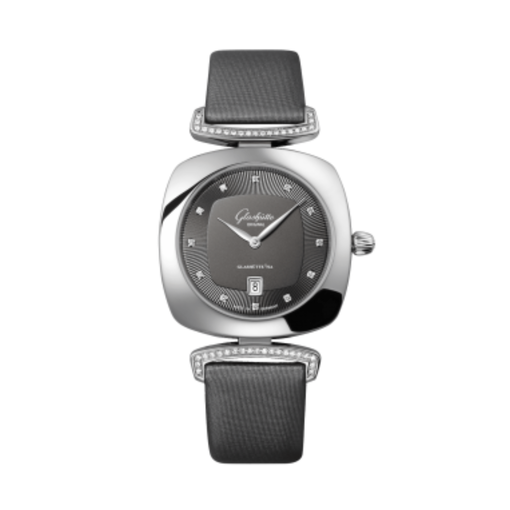 Glashuette Original Pavonina 31 mm Galvanized Ruthenium Dial Stainless Steel   Strap 1-03-01-06-12-02 - WATCHXNYC