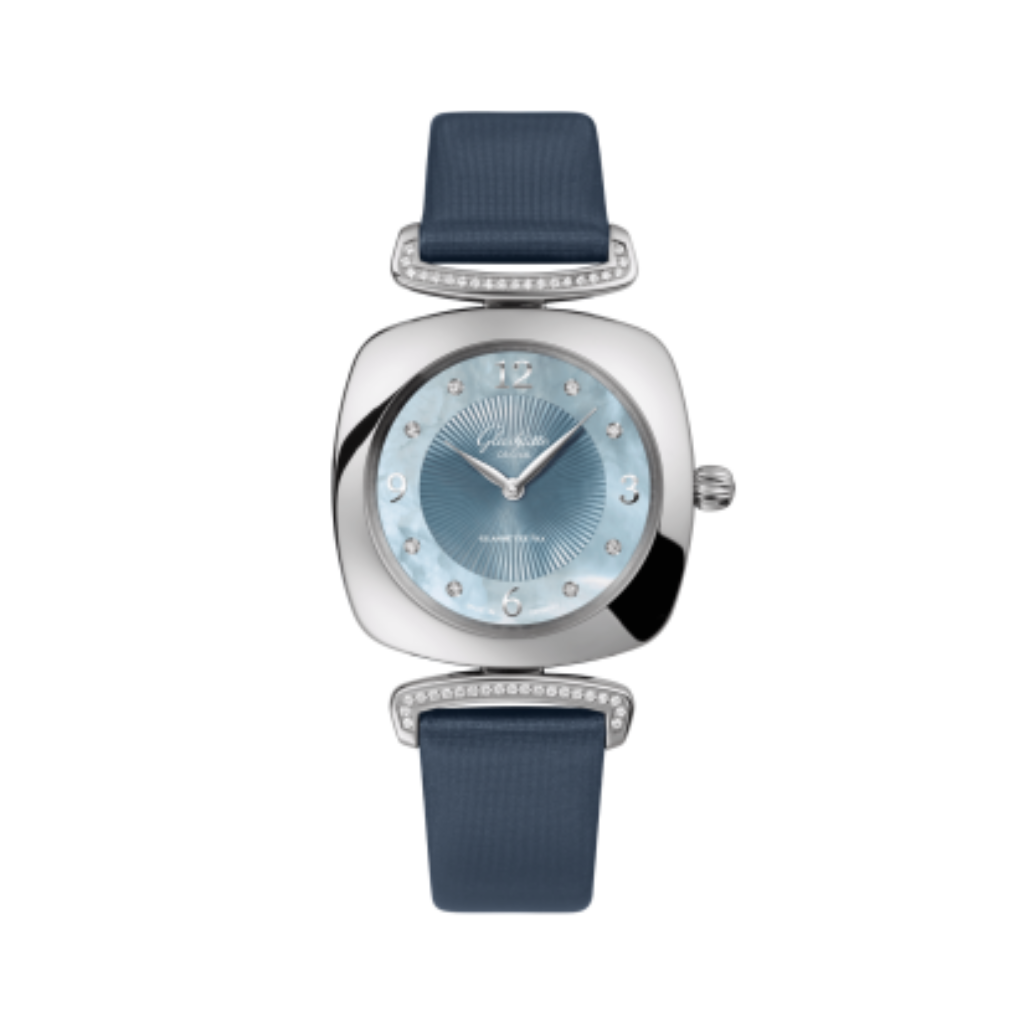 Glashuette Original Pavonina 31 mm Mother-Of-Pearl Blue Dial Stainless Steel   Strap, Grey 1-03-02-06-12-34 - WATCHXNYC