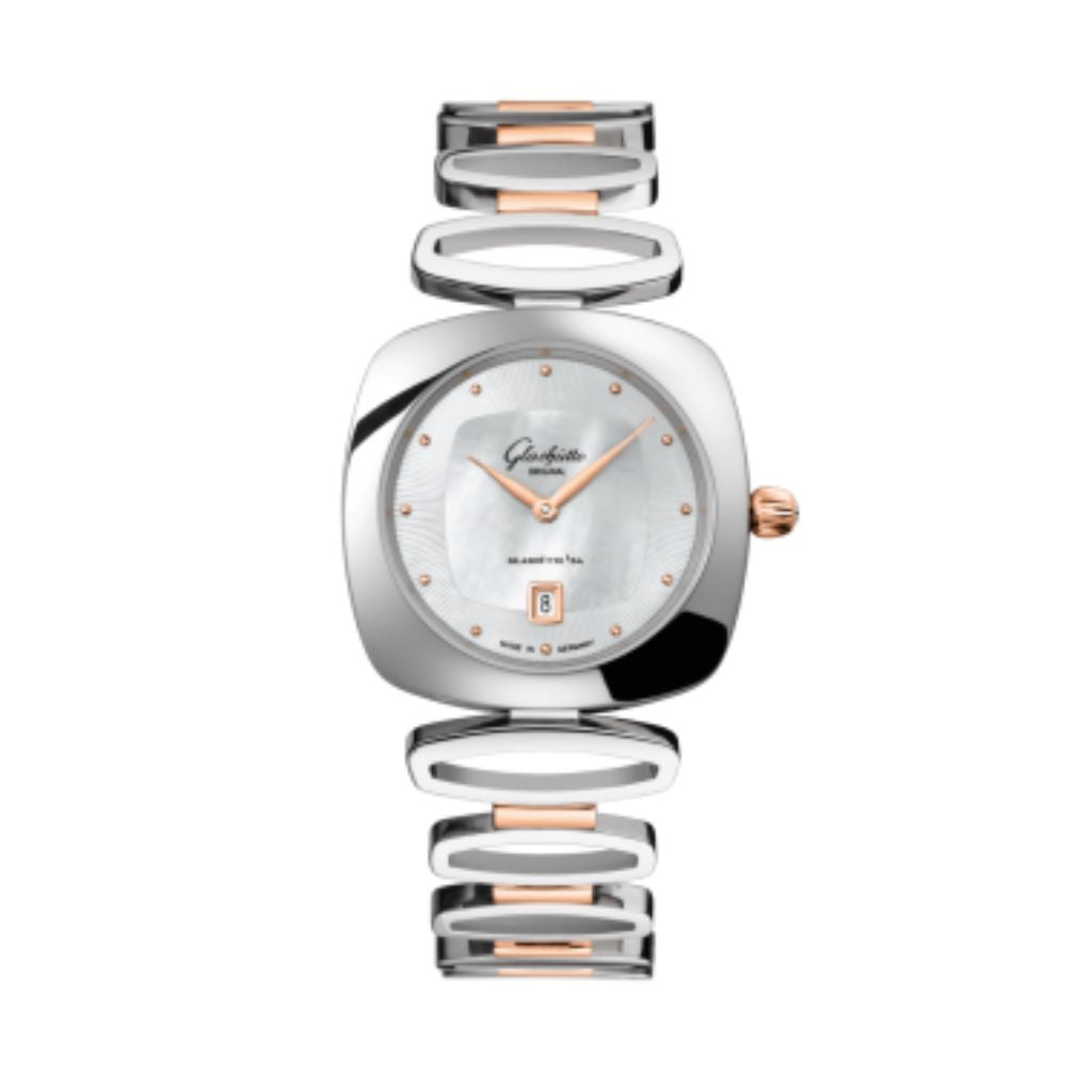 Glashuette Original Pavonina 31 mm Mother-Of-Pearl White Dial Bicolor Bicolor 1-03-01-26-06-14 - WATCHXNYC