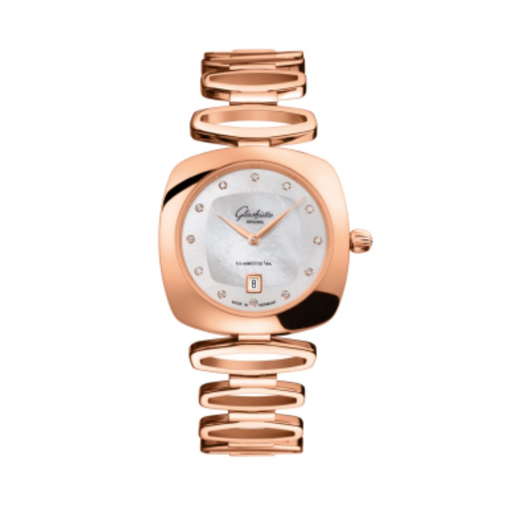 Glashuette Original Pavonina 31 mm Mother-Of-Pearl White Dial Red Gold With Diamonds Red Gold 1-03-02-04-05-14 - WATCHXNYC
