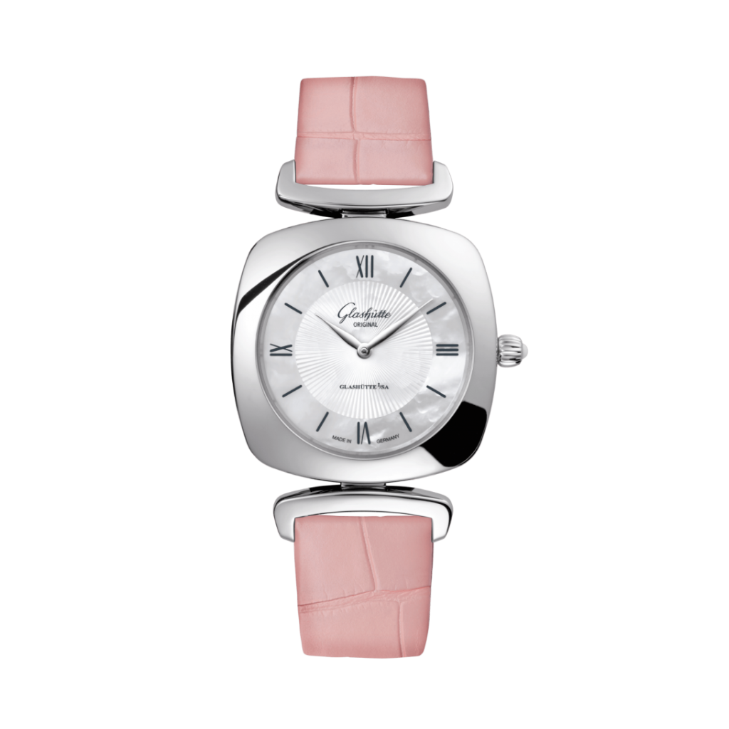 Glashuette Original Pavonina 31 mm Mother-Of-Pearl White Dial Stainless Steel Louisiana   Leather Strap 1-03-02-05-02-31 - WATCHXNYC