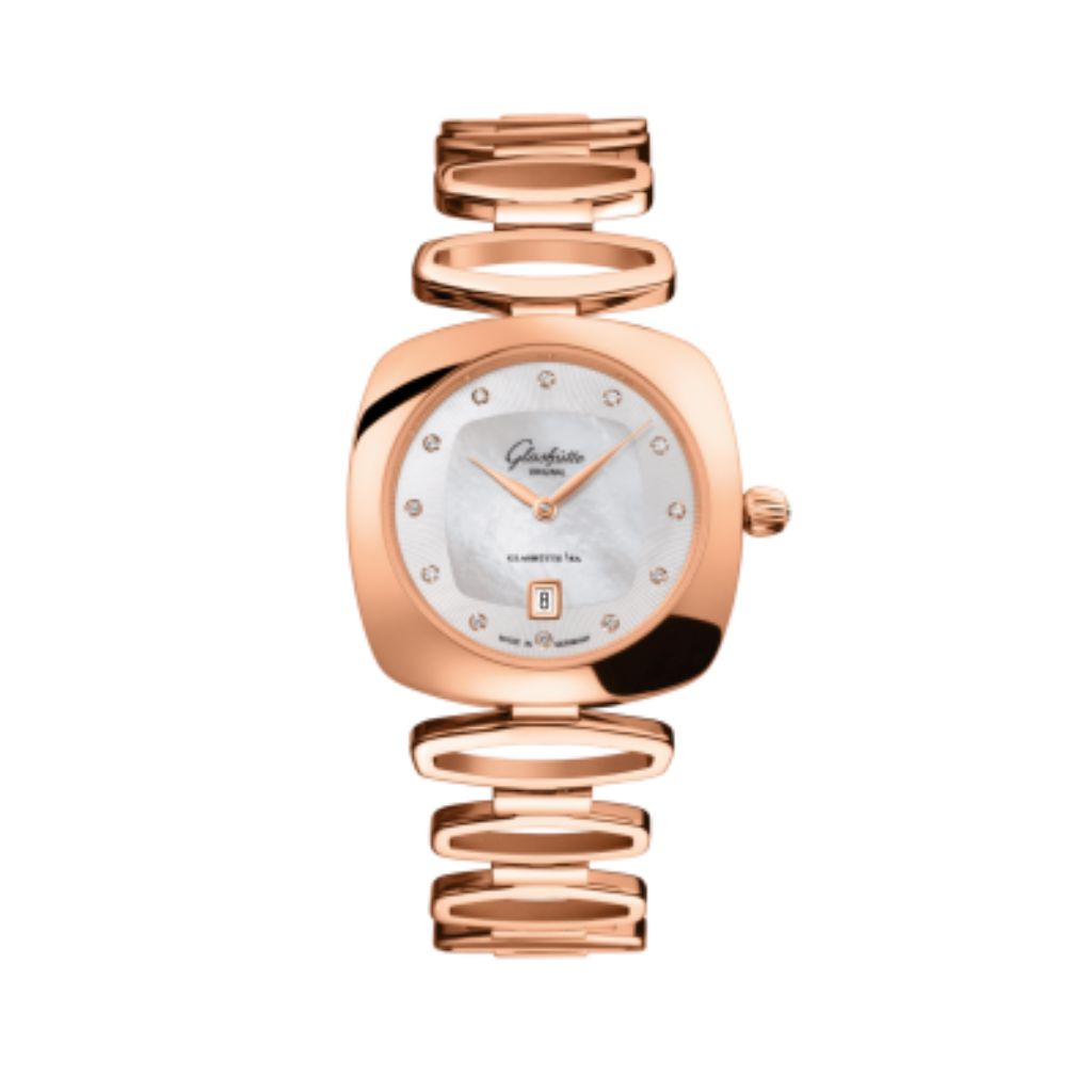 Glashuette Original Pavonina 31 mm Mother-Of-Pearl White With Diamonds Dial Red Gold Red Gold 1-03-01-08-05-14 - WATCHXNYC