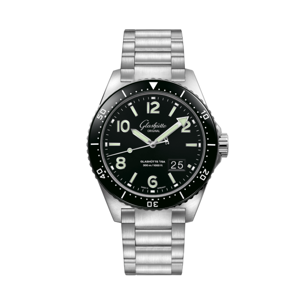 Glashuette Original SeaQ Panorama Date 43.20 mm Black Dial Stainless Steel Metal Bracelet 1-36-13-01-80-70 - WATCHXNYC