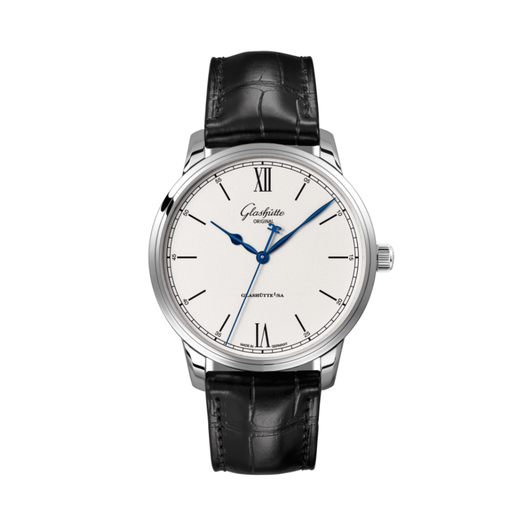 Glashuette Original Senator Excellence 40 mm White Dial Stainless Steel Louisiana   Leather Strap, Black 1-36-01-01-02-61 - WATCHXNYC