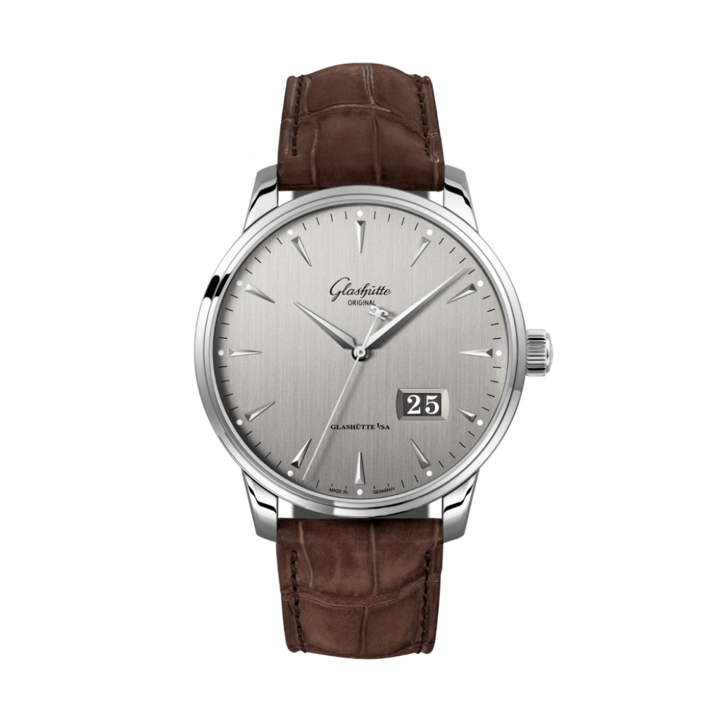 Glashuette Original Senator Excellence Panorama Date 42 mm Silver Dial Stainless Steel Louisiana   Leather Strap 1-36-03-03-02-31 - WATCHXNYC
