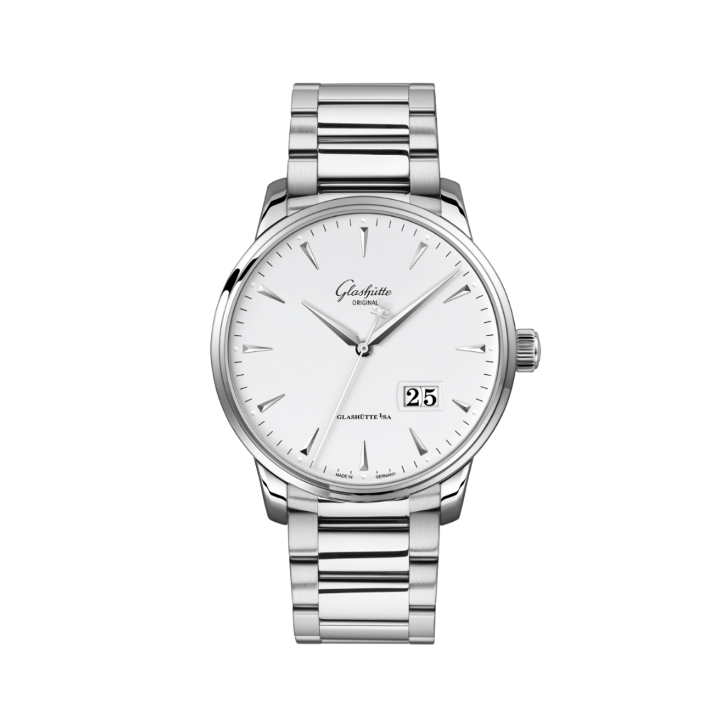 Glashuette Original Senator Excellence Panorama Date 42 mm White Dial Stainless Steel Metal Bracelet 1-36-03-05-02-71 - WATCHXNYC