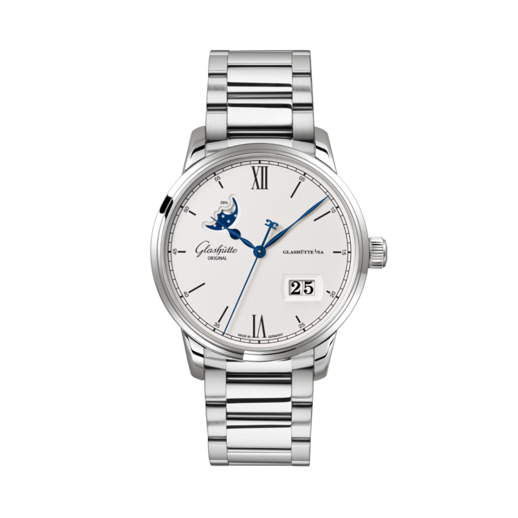 Glashuette Original Senator Excellence Panorama Date Moon Phase 40 mm Silver Dial Stainless Steel Metal Bracelet 1-36-04-01-02-71 - WATCHXNYC
