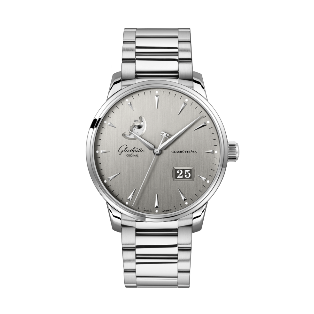 Glashuette Original Senator Excellence Panorama Date Moon Phase 42 mm Silver Dial Stainless Steel Metal Bracelet 1-36-04-03-02-71 - WATCHXNYC