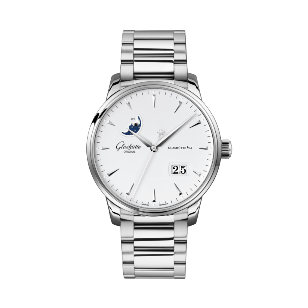 Glashuette Original Senator Excellence Panorama Date Moon Phase 42 mm White Dial Stainless Steel Metal Bracelet 1-36-04-05-02-71 - WATCHXNYC