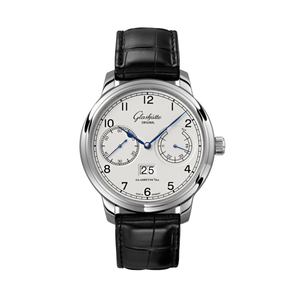 Glashuette Original Senator Observer 44 mm Silver Dial Stainless Steel Louisiana   Leather Strap, Black 100-14-05-02-04 - WATCHXNYC