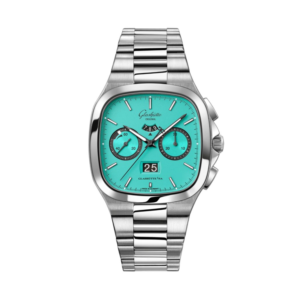 Glashuette Original Seventies Chronograph Panorama Date 40 mm Ocean Blue Dial Stainless Steel Metal Bracelet 1-37-02-16-02-70 - WATCHXNYC