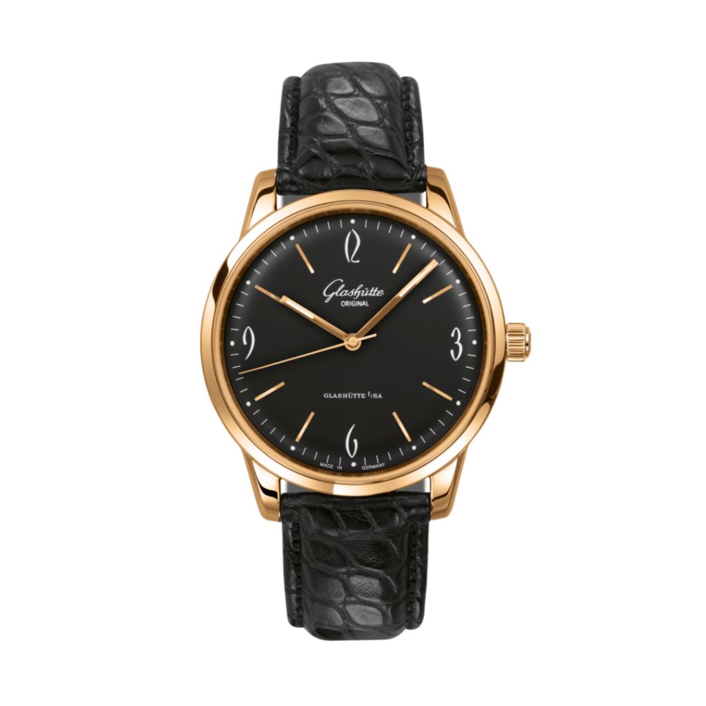 Glashuette Original Sixties 39 mm Black Dial Rose Gold Louisiana  , Black 1-39-52-02-01-04 - WATCHXNYC
