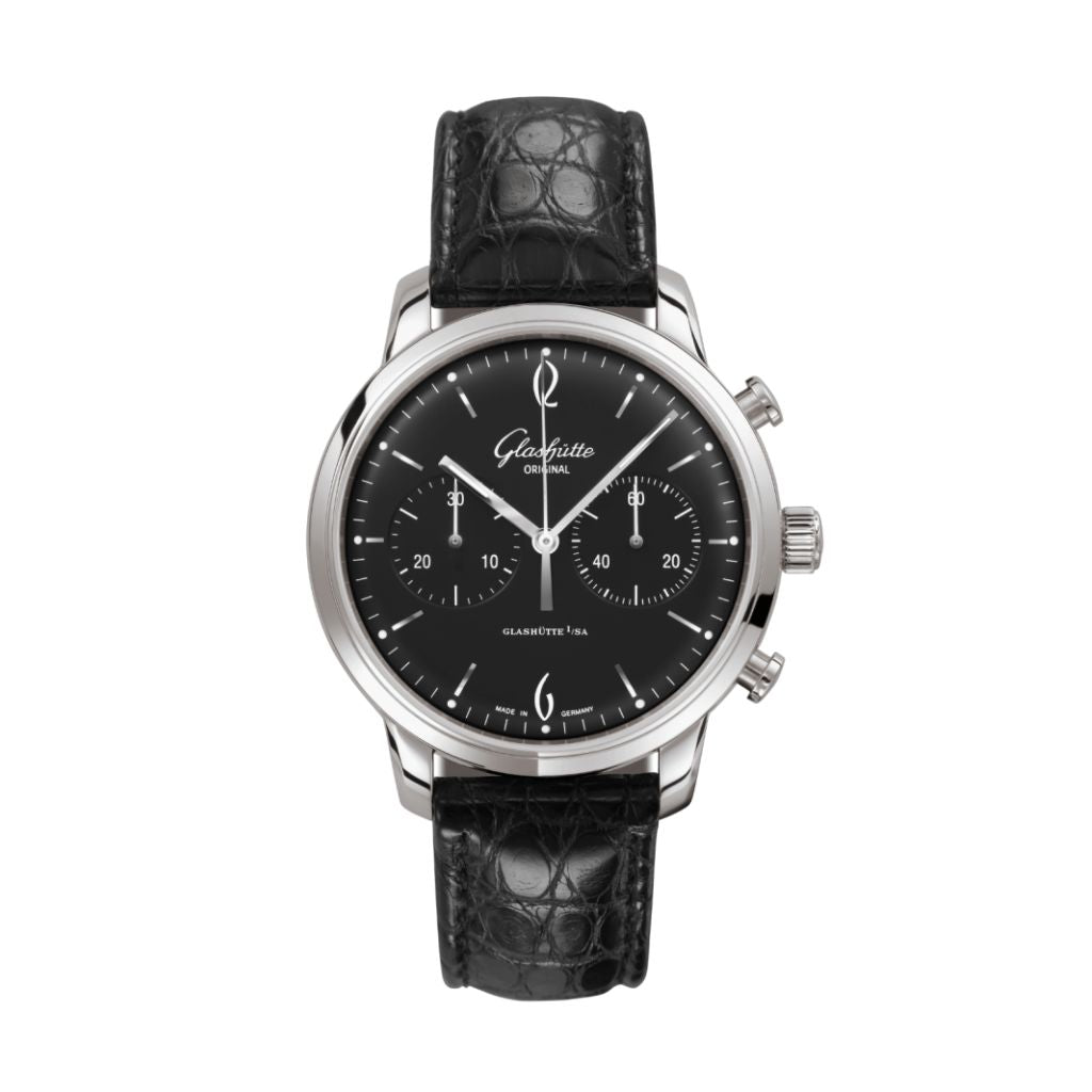 Glashuette Original Sixties Chronograph 42 mm Black Dial Stainless Steel Louisiana  , Black 1-39-34-02-22-04 - WATCHXNYC