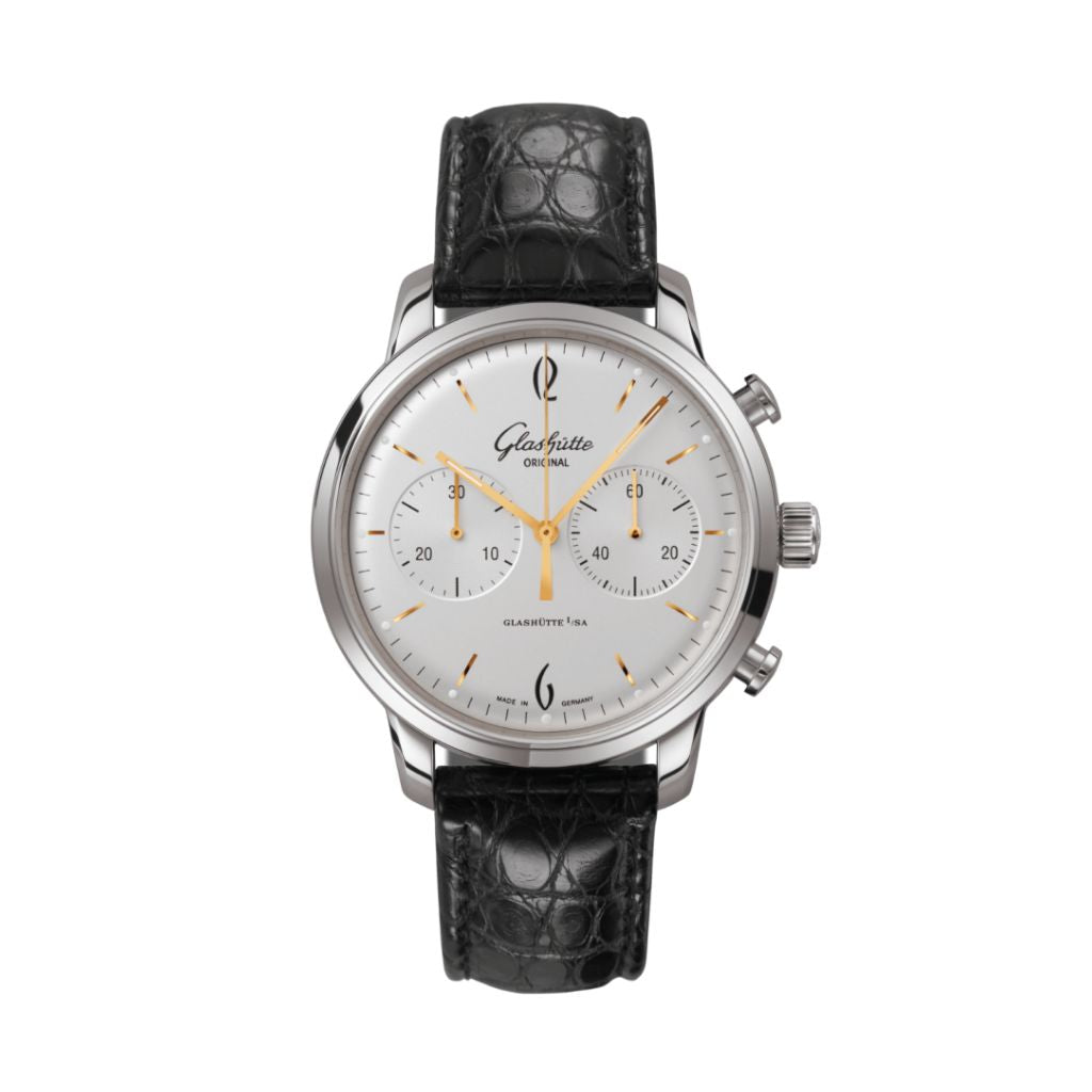 Glashuette Original Sixties Chronograph 42 mm Silver Dial Stainless Steel Louisiana  , Black 1-39-34-03-22-04 - WATCHXNYC