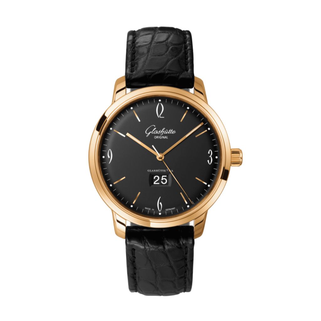 Glashuette Original Sixties Panorama Date 42 mm Black Dial Rose Gold Louisiana  , Black 2-39-47-02-01-04 - WATCHXNYC