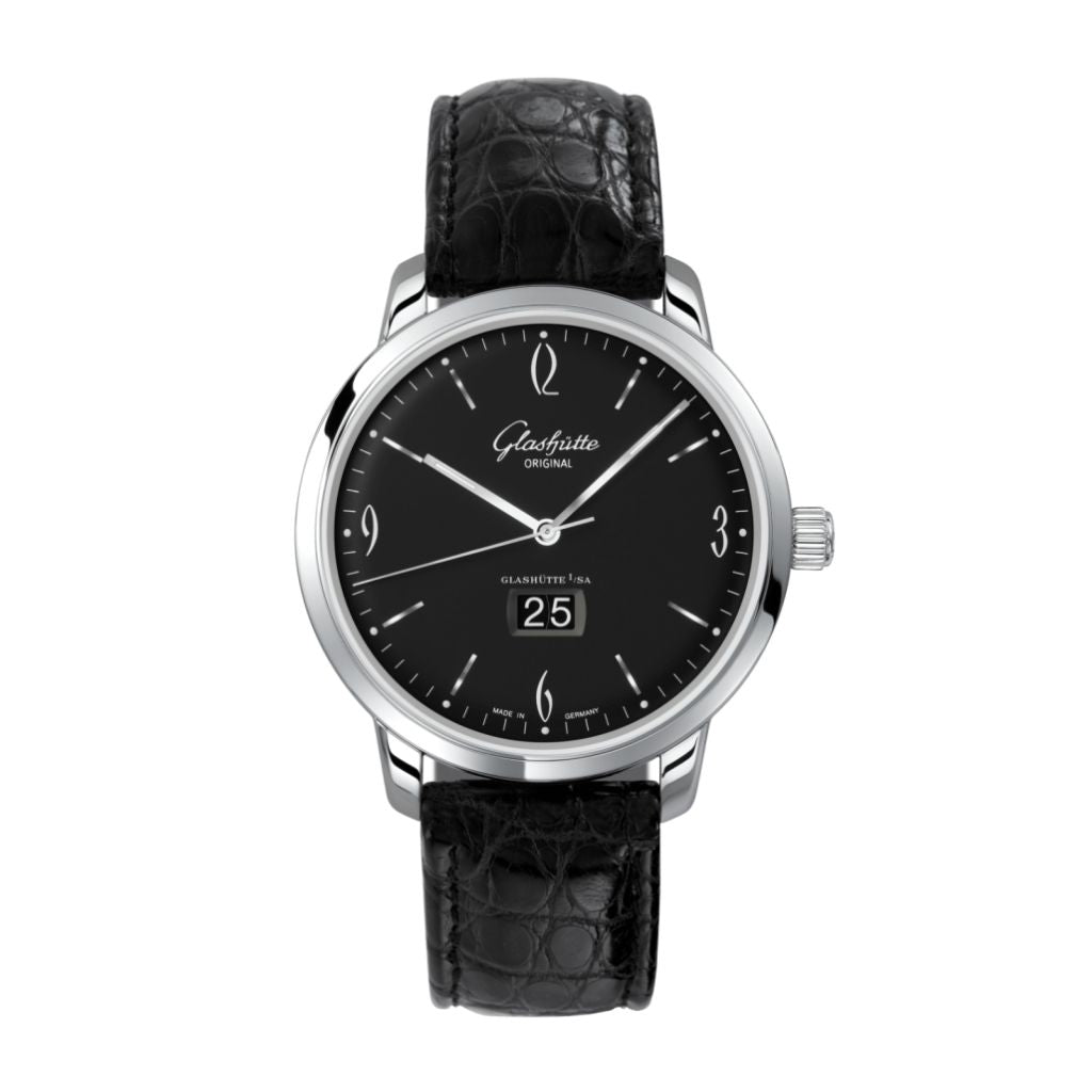 Glashuette Original Sixties Panorama Date 42 mm Black Dial Stainless Steel Louisiana  , Black 2-39-47-03-02-04 - WATCHXNYC