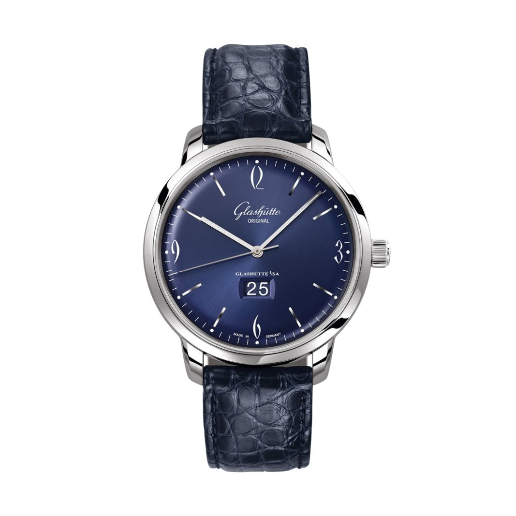 Glashuette Original Sixties Panorama Date 42 mm Blue Dial Stainless Steel Louisiana  , Blue 2-39-47-06-02-04 - WATCHXNYC