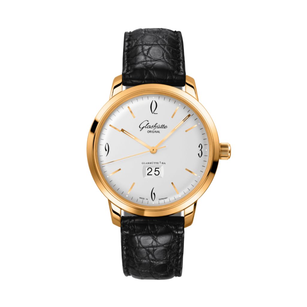 Glashuette Original Sixties Panorama Date 42 mm Silver Dial Rose Gold Louisiana  , Black 2-39-47-01-01-04 - WATCHXNYC