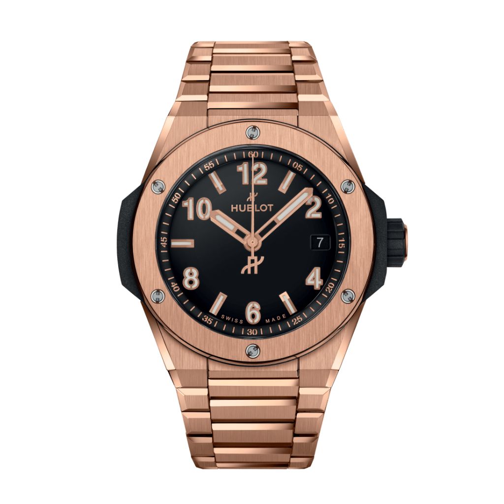 HUBLOT Big Bang Integrated Time Only King Gold 38 mm Black Dial Polished 18K King Gold Bracelet 457.OX.1280.OX - WATCHXNYC