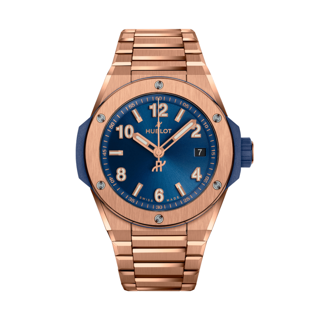 Hublot Big Bang Integrated Time Only King Gold Blue 38 mm Blue Dial Polished 18K King Gold Bracelet 457.OX.7180.OX - WATCHXNYC