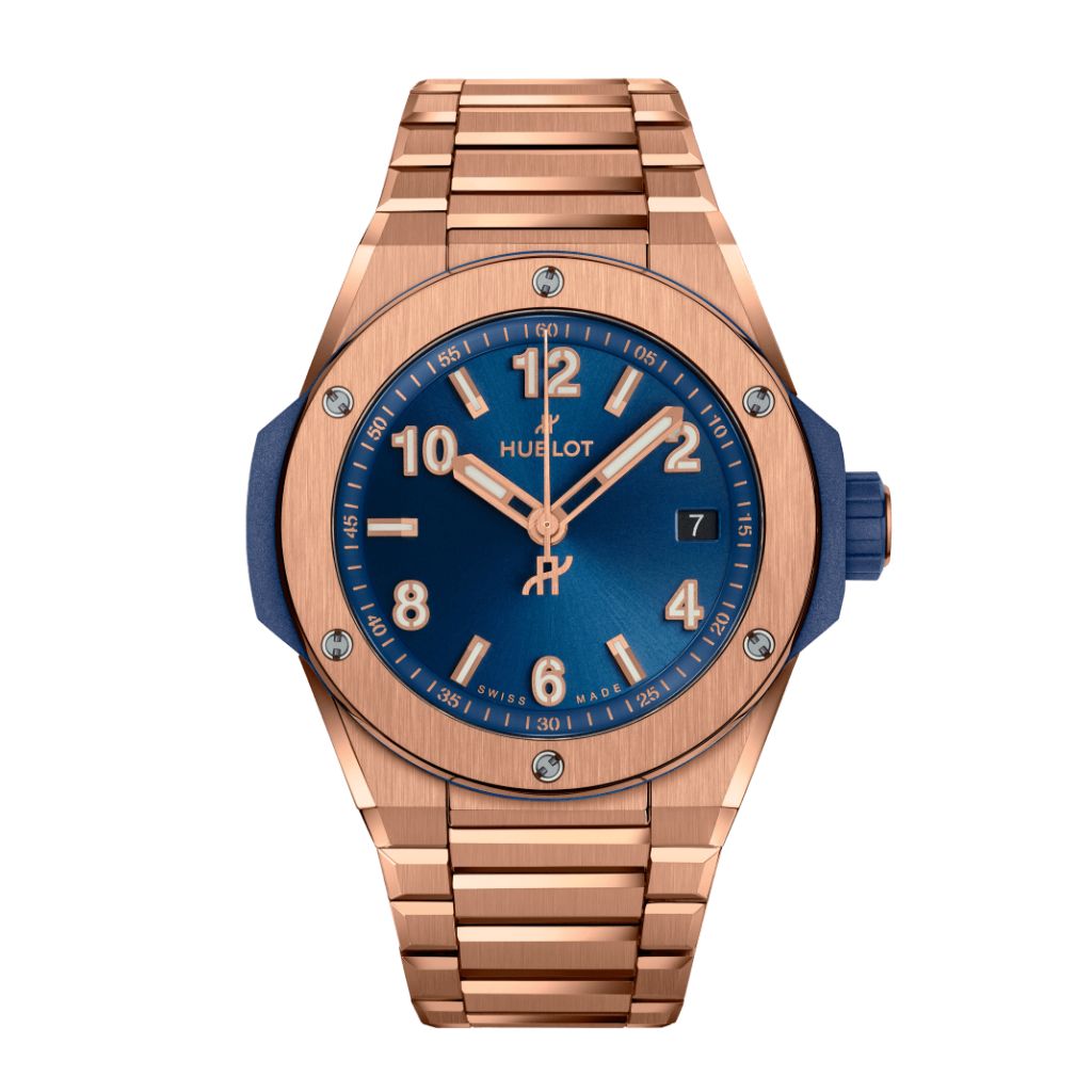 HUBLOT Big Bang Integrated Time Only King Gold Blue 38 mm Blue Dial Polished 18K King Gold Bracelet 457.OX.7180.OX - WATCHXNYC