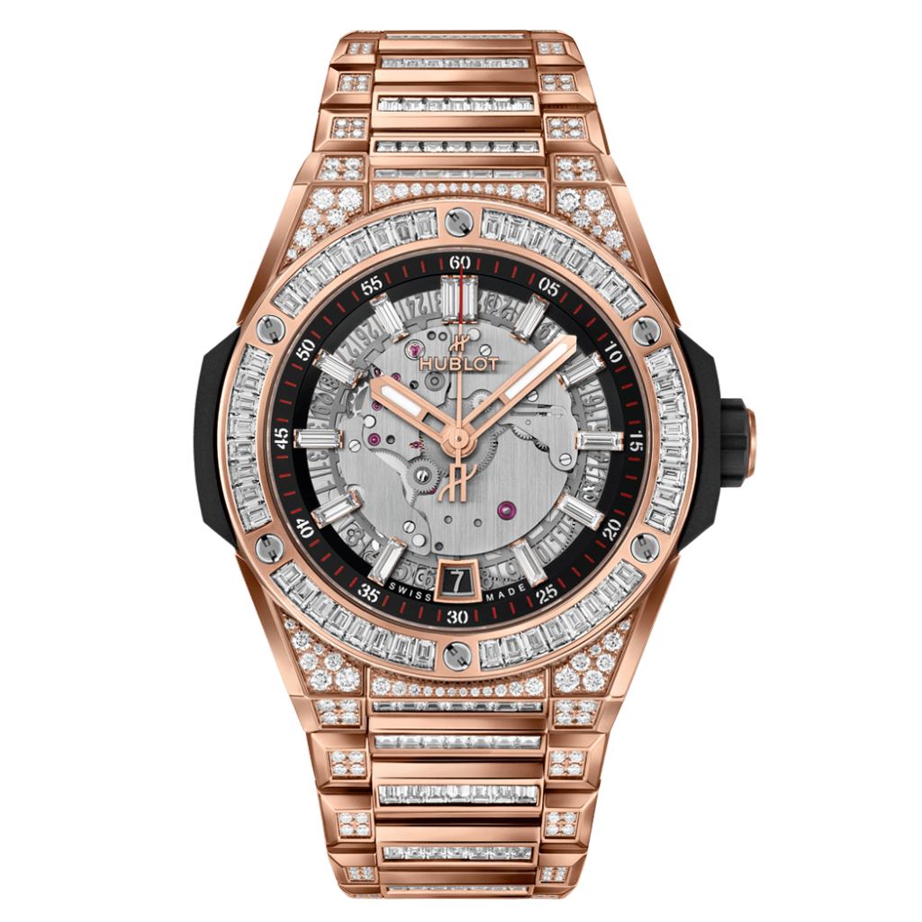 Hublot Big Bang Integrated Time Only King Gold Jewellery 40 mm Silver Dial with Diamonds Polished 18k King Gold Bracelet 456.OX.0180.OX.9804 - WATCHXNYC