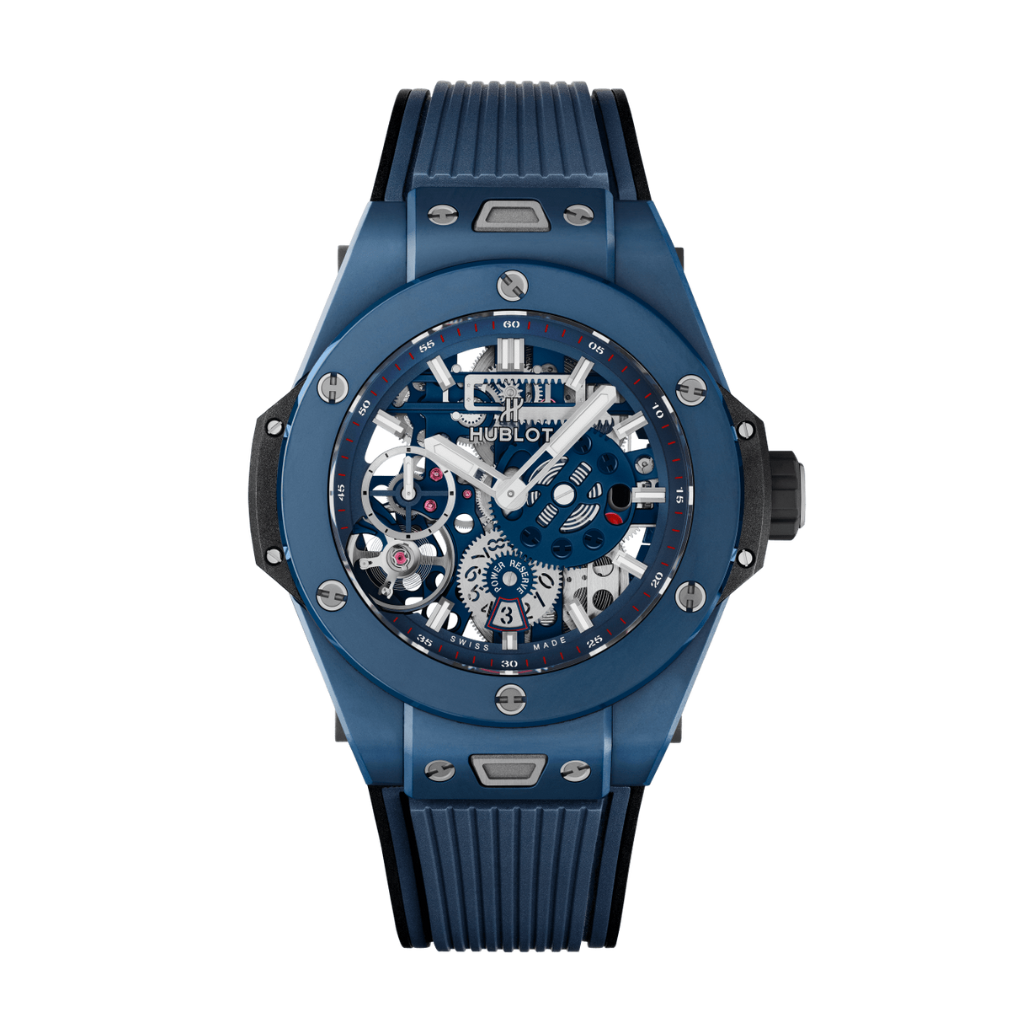 Hublot Big Bang MECA-10 Ceramic Blue 45 mm Transparent Dial Microblasted and Polished Blue Ceramic Rubber Strap 414.EX.5123.RX - WATCHXNYC