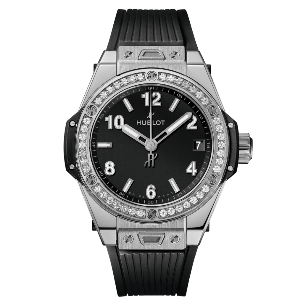 Hublot Big Bang One Click Steel Diamonds 39 mm Black Dial with Diamonds Polished Stainless Steel Rubber Strap 465.SX.1170.RX.1204 - WATCHXNYC