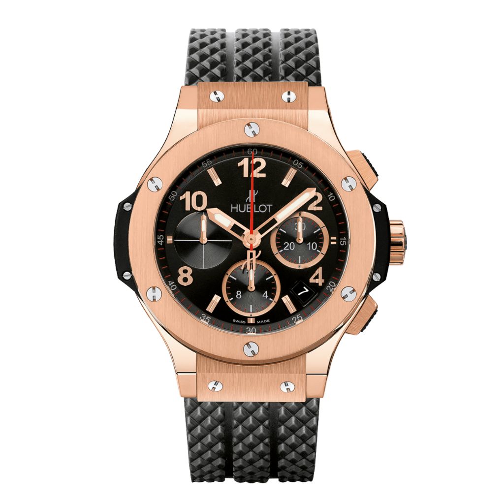 HUBLOT Big Bang Original Gold 44 mm Black Dial Polished 18K 5N Gold Rubber Strap 301.PX.130.RX - WATCHXNYC