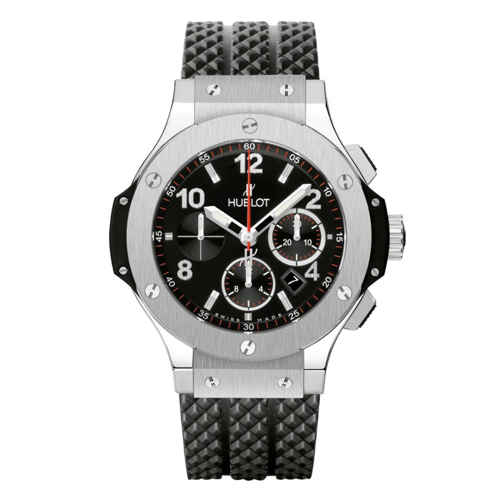 HUBLOT Big Bang Original Steel 44 mm Black Dial Polished Stainless Steel Rubber Strap 301.SX.130.RX - WATCHXNYC