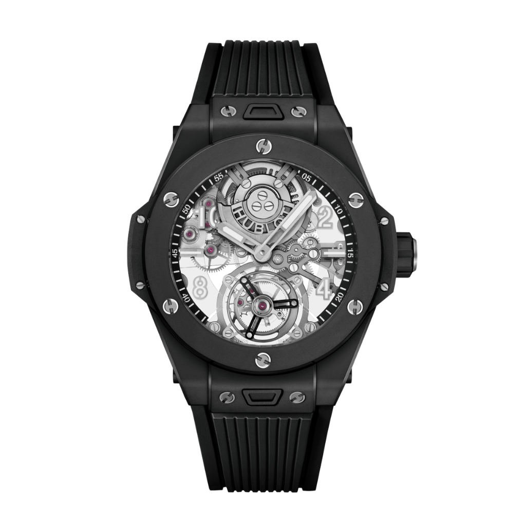 Hublot Big Bang Tourbillon Automatic Black Magic 45 mm Transparent Dial Microblasted and Polished Black Ceramic Rubber Strap 419.CI.0170.RX - WATCHXNYC