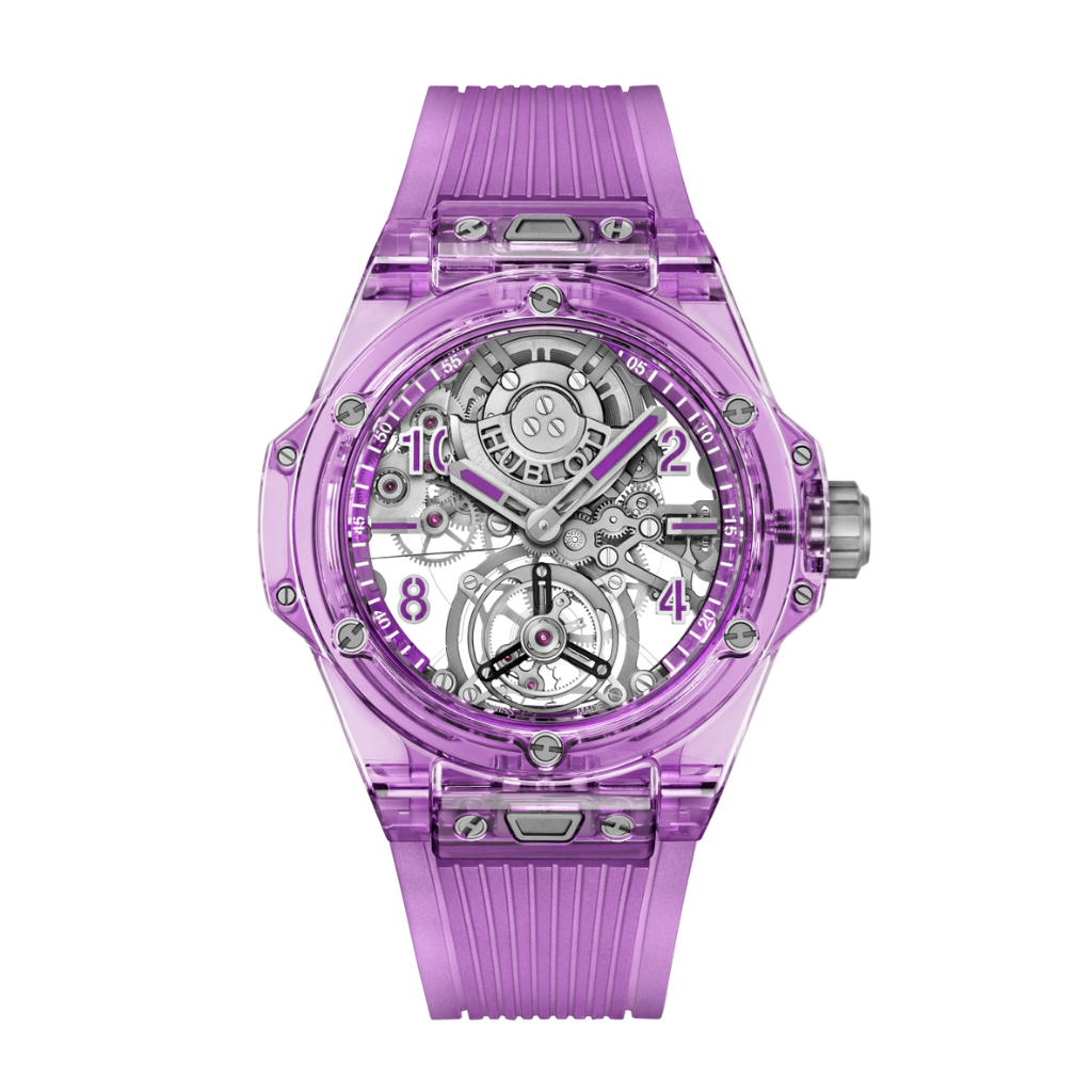 Hublot Big Bang Tourbillon Automatic Purple Sapphire 44 mm Transparent Dial Polished Purple Sapphire Crystal Rubber Strap 429.JM.0120.RT - WATCHXNYC