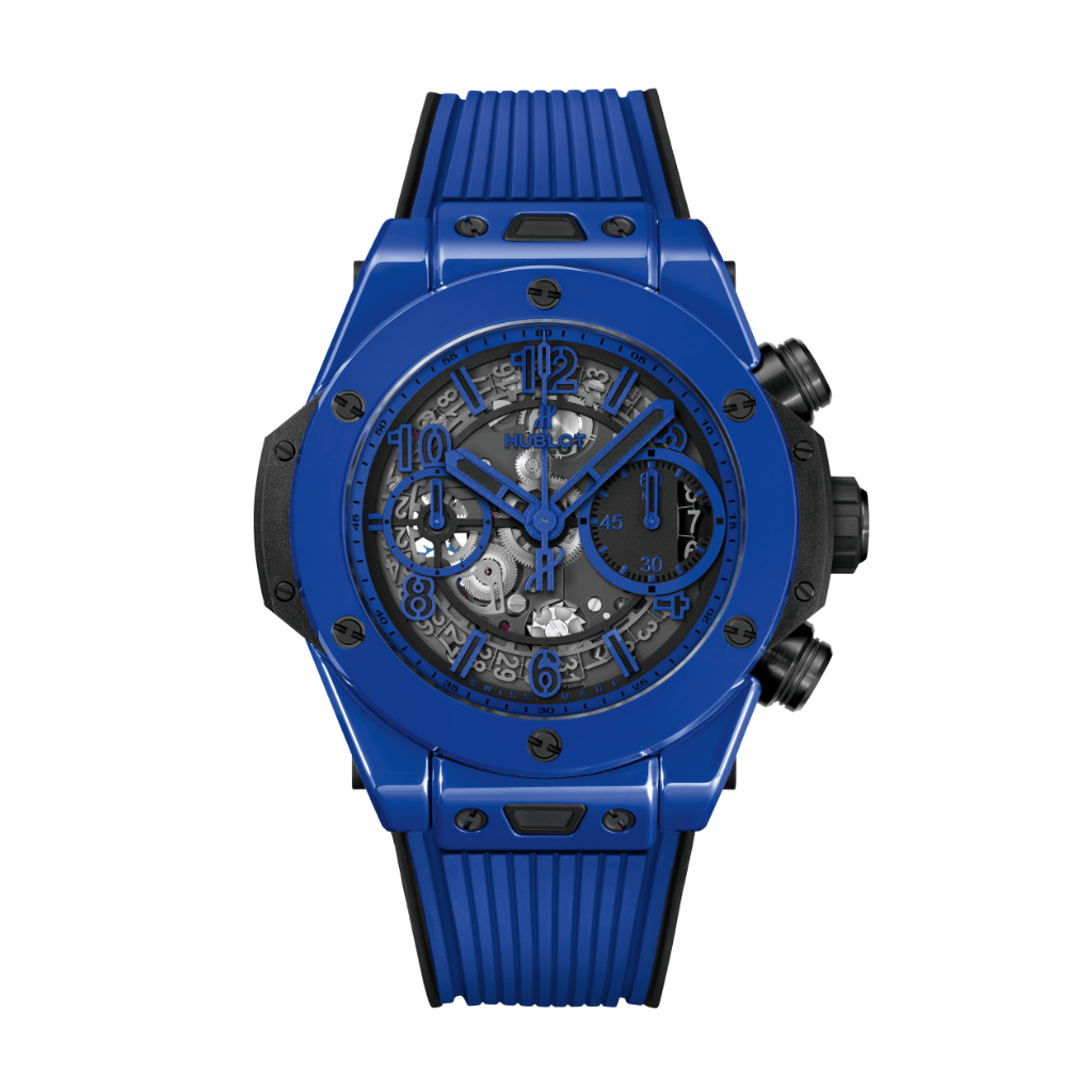 HUBLOT Big Bang Unico Blue Magic 42 mm Transparent Dial Polished Blue Ceramic Rubber Strap 441.ES.5119.RX - WATCHXNYC