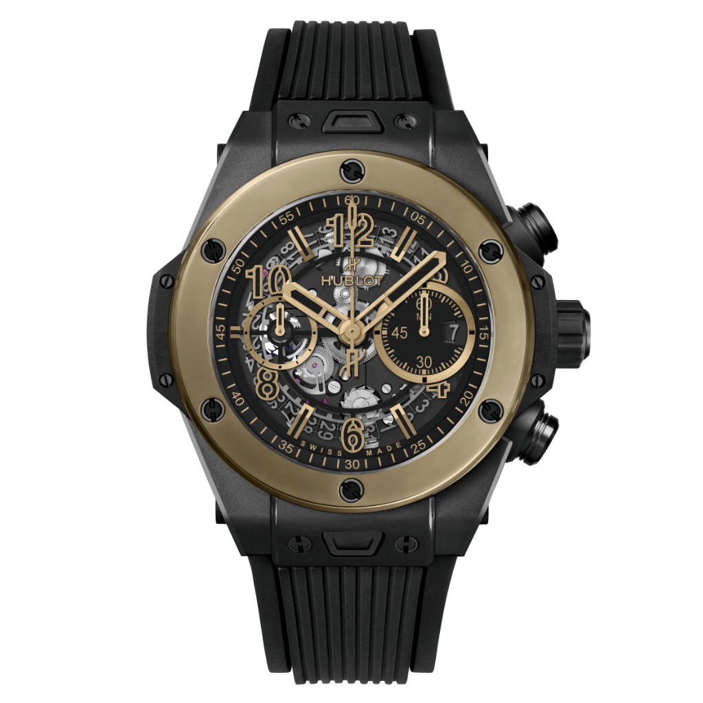 HUBLOT Big Bang Unico Ceramic Magic Gold 44 mm Transparent Dial Polished Black Ceramic Rubber Strap 421.CM.1130.RX - WATCHXNYC