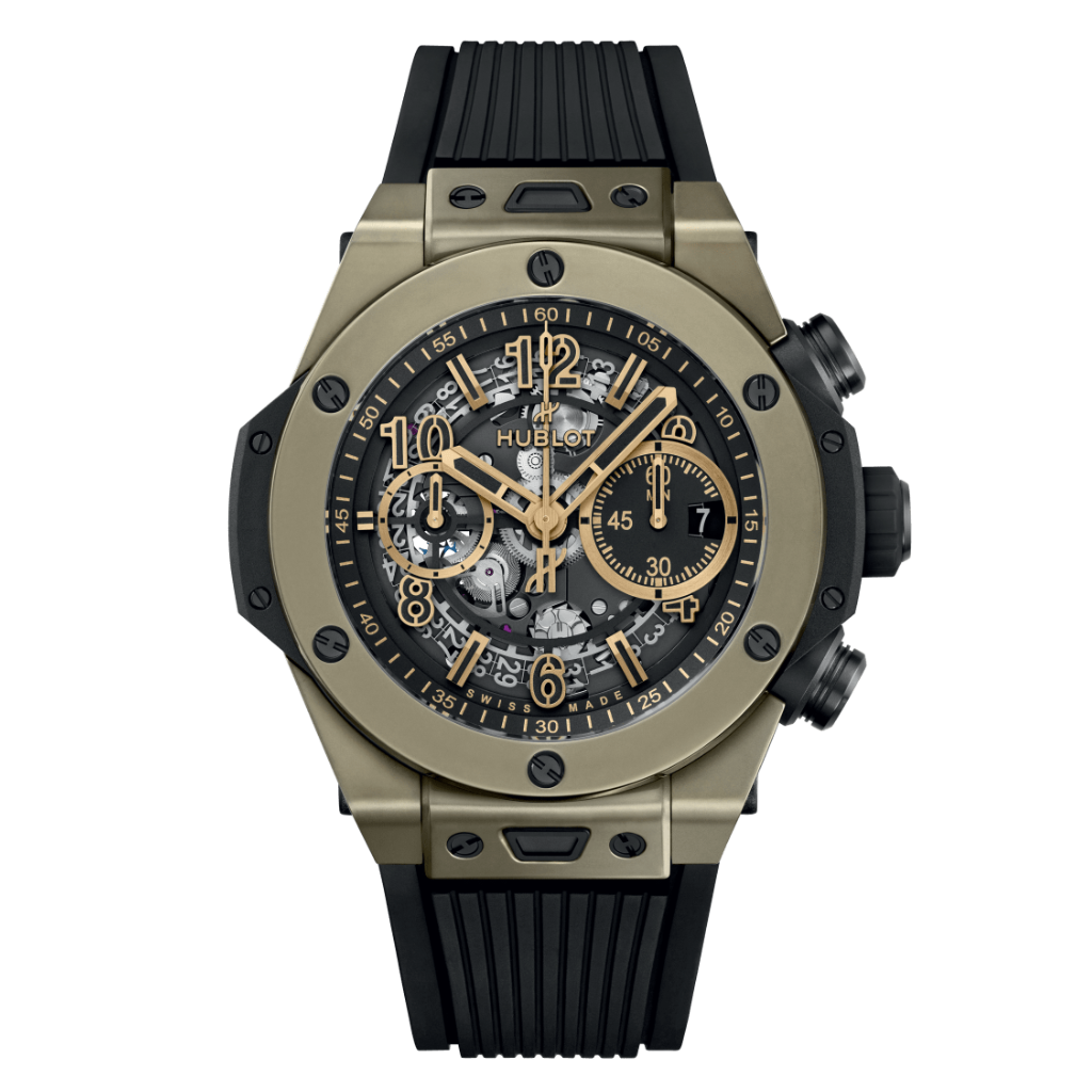 HUBLOT Big Bang Unico Full Magic Gold 44 mm Transparent Dial Polished 18K Magic Gold Rubber Strap 421.MX.1130.RX - WATCHXNYC