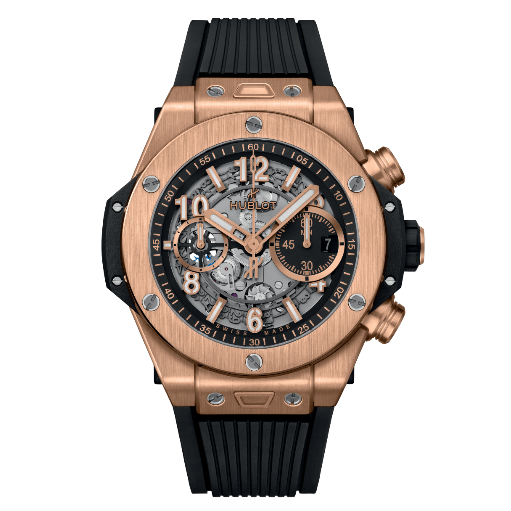 HUBLOT Big Bang Unico King Gold 44 mm Transparent Dial Polished 18K King Gold Rubber Strap 421.OX.1180.RX - WATCHXNYC