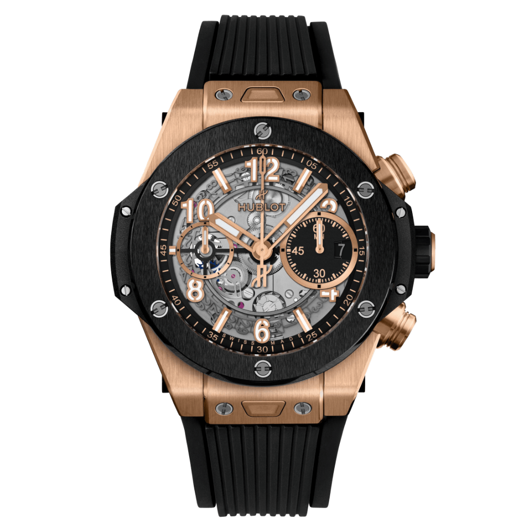 HUBLOT Big Bang Unico King Gold Ceramic 42 mm Transparent Dial Polished 18K King Gold Rubber Strap 441.OM.1181.RX - WATCHXNYC
