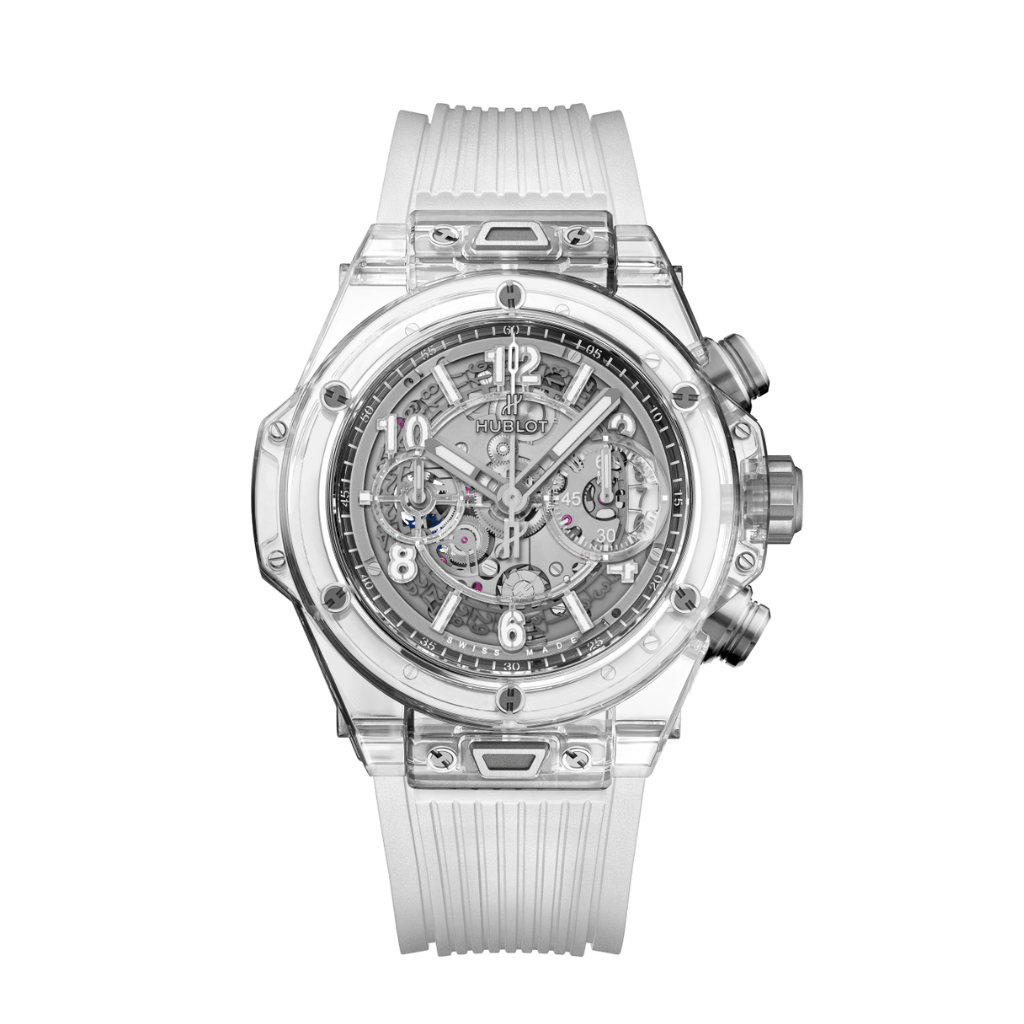 HUBLOT Big Bang Unico Sapphire 42 mm Transparent Dial Polished Sapphire Crystal Rubber Strap 441.JX.4802.RT - WATCHXNYC
