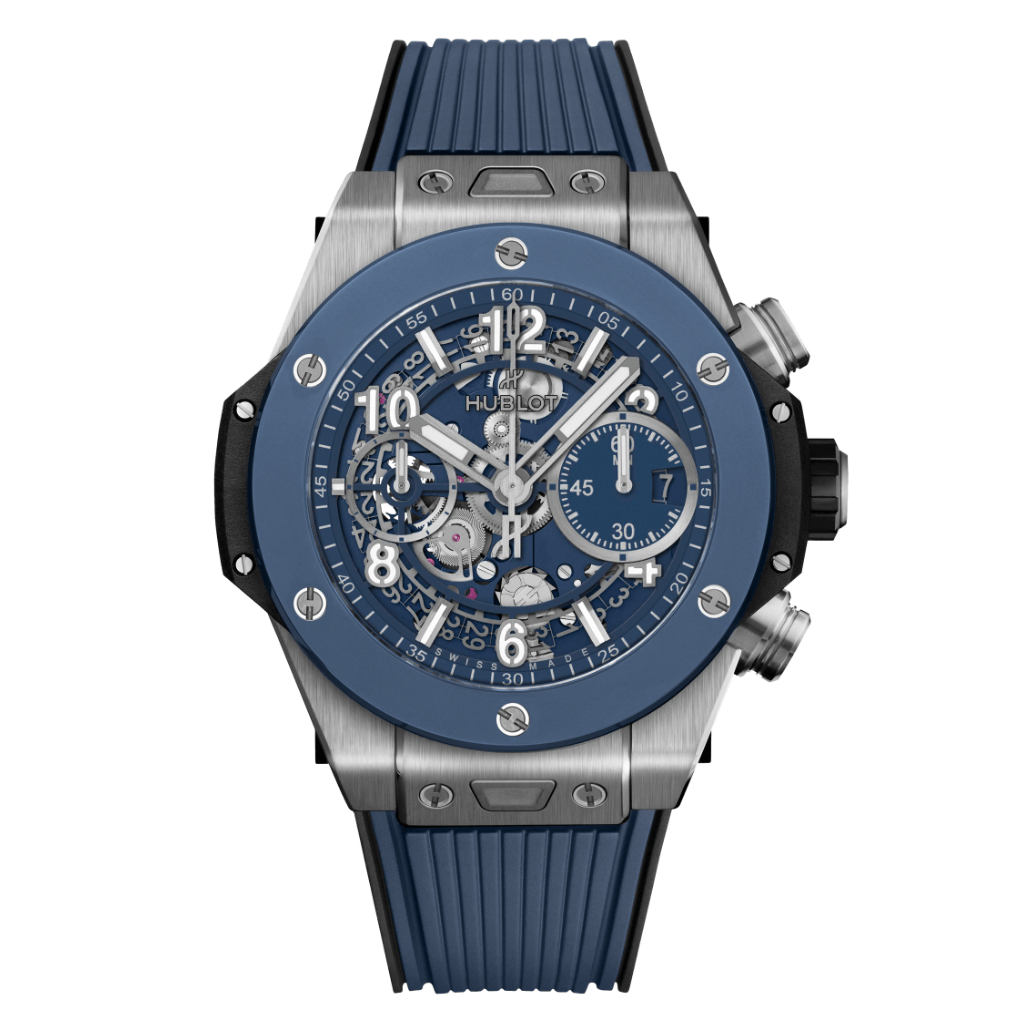 HUBLOT Big Bang Unico Titanium Blue Ceramic 42 mm Transparent Dial Microblasted Titanium Rubber Strap 441.NL.5171.RX - WATCHXNYC