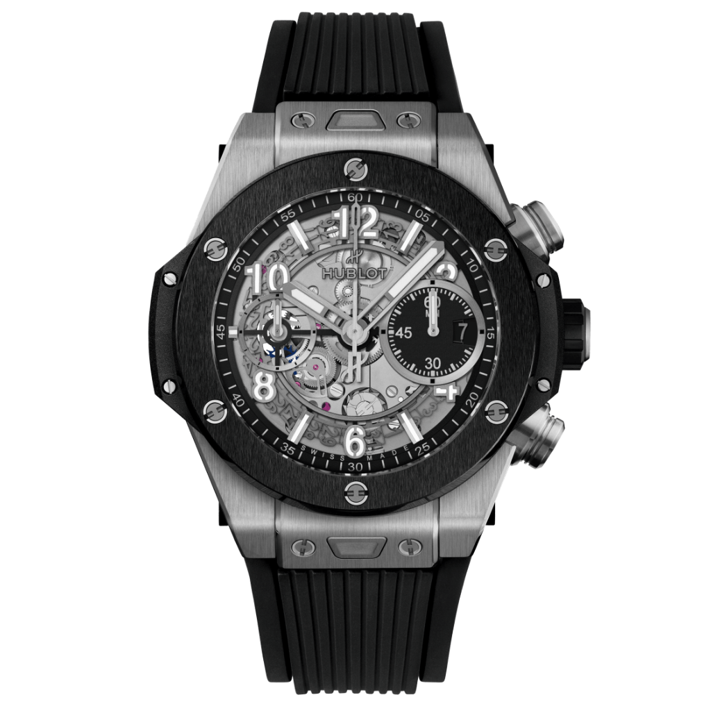 HUBLOT Big Bang Unico Titanium Ceramic 42 mm Transparent Dial Polished Black Ceramic Rubber Strap 441.NM.1171.RX - WATCHXNYC