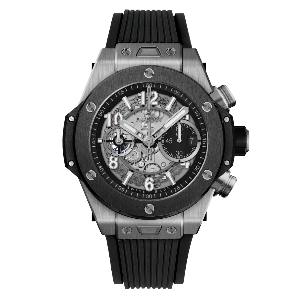 HUBLOT Big Bang Unico Titanium Ceramic 44 mm Transparent Dial Polished Titanium Rubber Strap 421.NM.1170.RX - WATCHXNYC