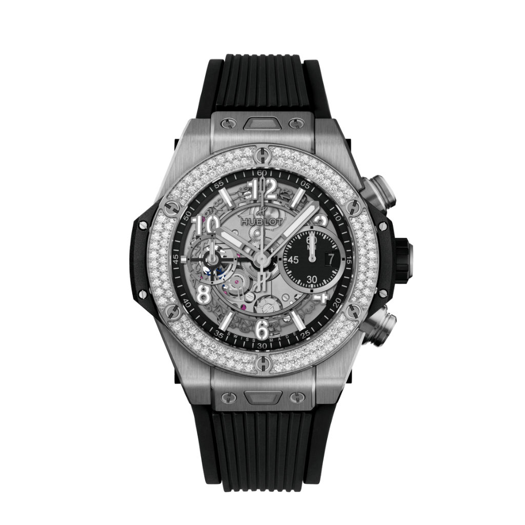 HUBLOT Big Bang Unico Titanium Diamonds 42 mm Transparent Dial Polished Titanium Rubber Strap 441.NX.1171.RX.1104 - WATCHXNYC