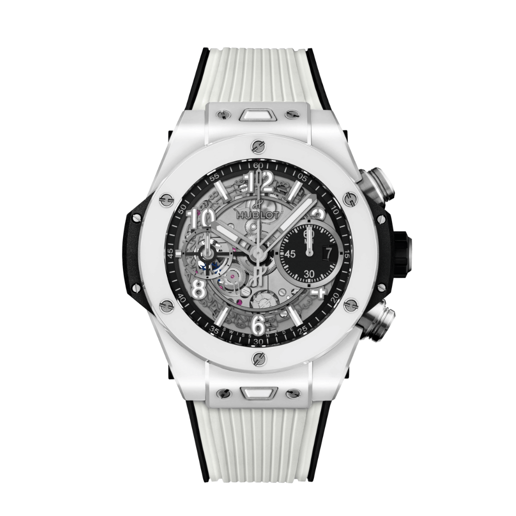 HUBLOT Big Bang Unico White Ceramic 42 mm Transparent Dial Polished White Ceramic Rubber Strap 441.HX.1171.RX - WATCHXNYC