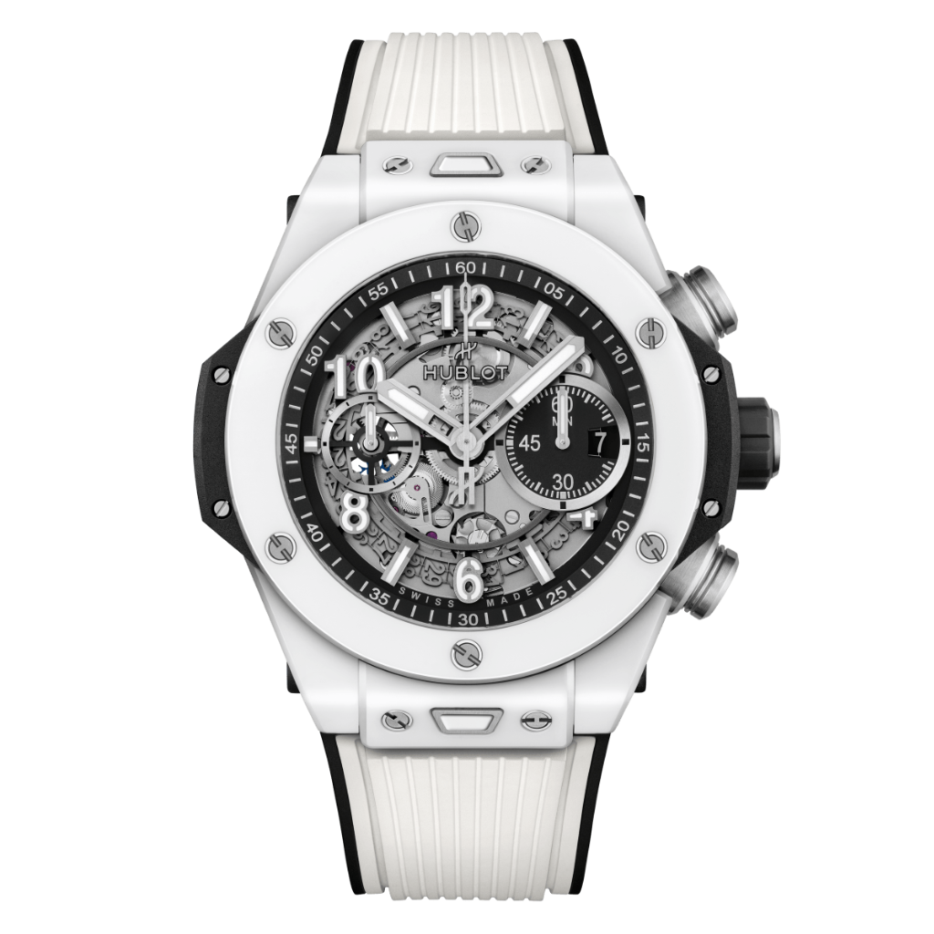 HUBLOT Big Bang Unico White Ceramic 44 mm Transparent Dial Polished White Ceramic Rubber Strap 421.HX.1170.RX - WATCHXNYC