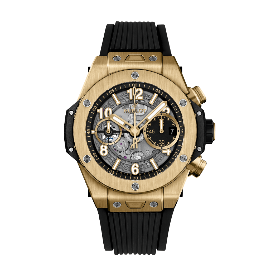 HUBLOT Big Bang Unico Yellow Gold 42 mm Transparent Dial Polished 18K Yellow Gold Rubber Strap 441.VX.1131.RX - WATCHXNYC
