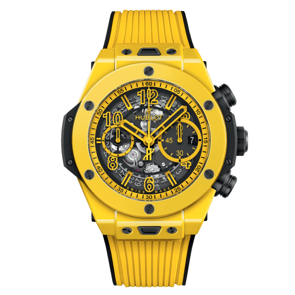 HUBLOT Big Bang Unico Yellow Magic 44 mm Yellow Dial Polished Ceramic Rubber Strap 421.CY.471Y.RX - WATCHXNYC
