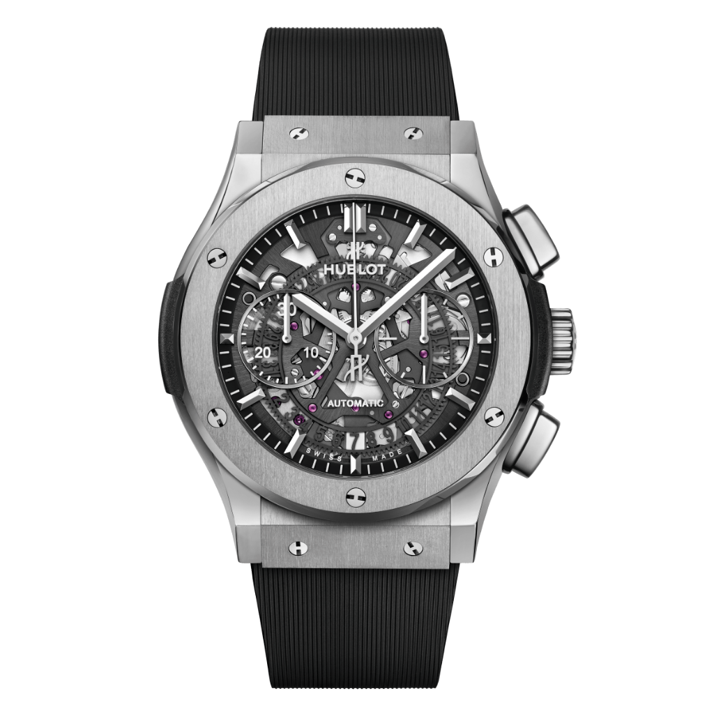 Hublot Classic Fusion Aerofusion Titanium 45 mm Transparent Dial Polished Titanium Rubber Strap 525.NX.0170.RX - WATCHXNYC