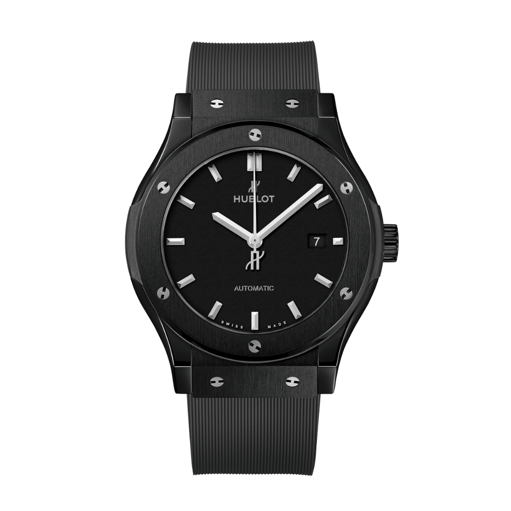 HUBLOT Classic Fusion Black Magic 45 mm Black Dial Polished Black Ceramic Rubber Strap 511.CM.1171.RX - WATCHXNYC