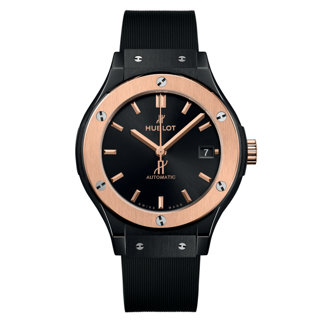 Hublot Classic Fusion Ceramic King Gold 38 mm Black Dial Polished Black Ceramic Rubber Strap 565.CO.1480.RX - WATCHXNYC