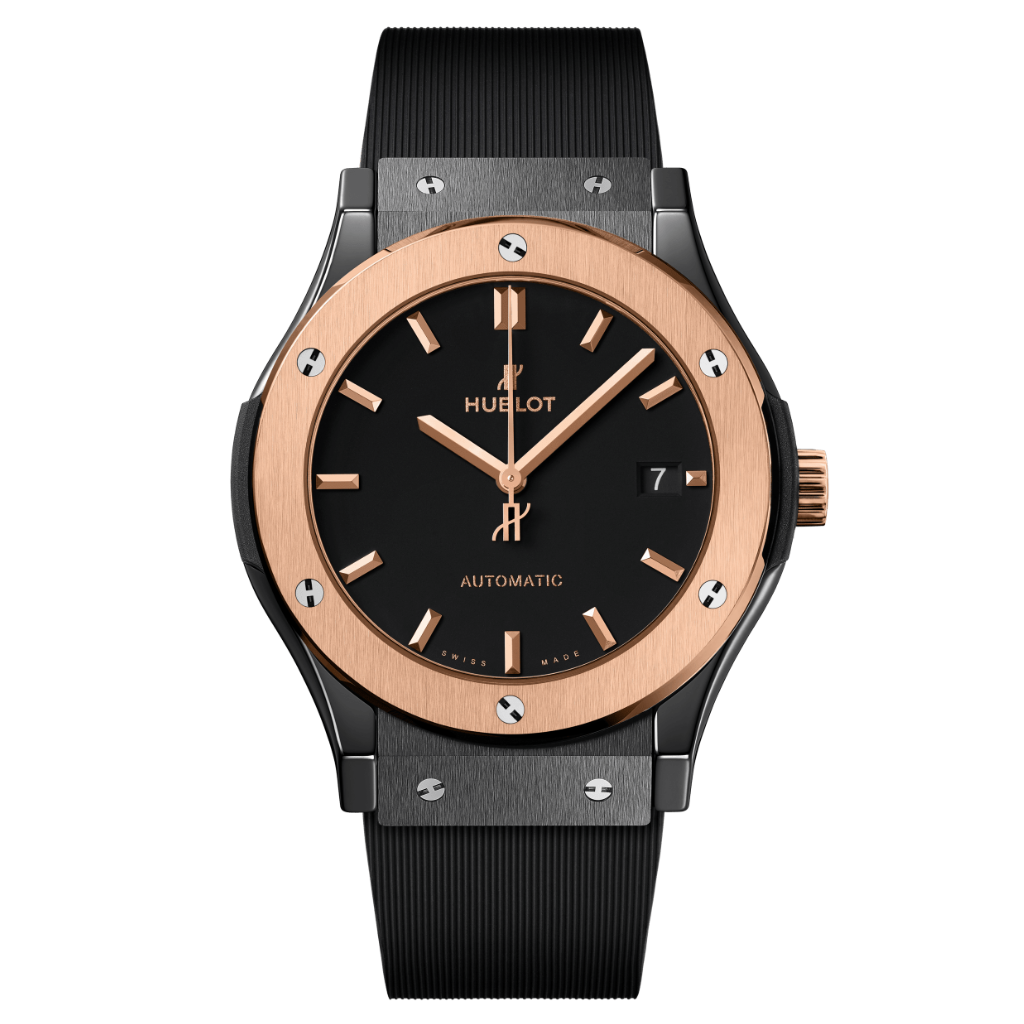Hublot Classic Fusion Ceramic King Gold 45 mm Black Dial Polished Black Ceramic Rubber Strap 511.CO.1181.RX - WATCHXNYC
